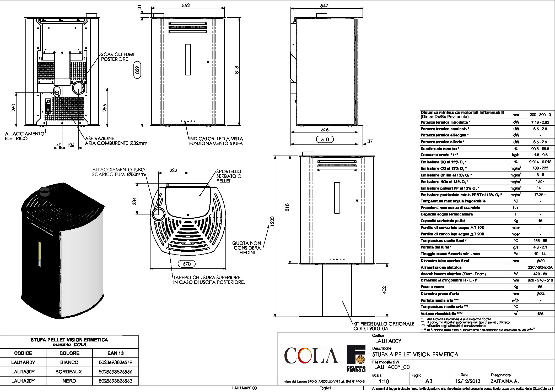 Estufa insertable de pellet COLA TOP FIRE 70 SLIM 8,62kW